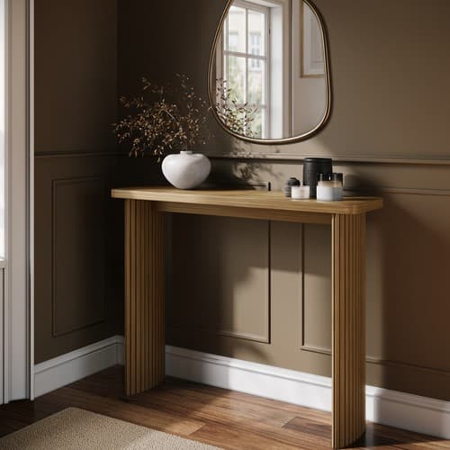ALMOST PERFECT - Slim & Narrow Light Oak Console Table - Jarel