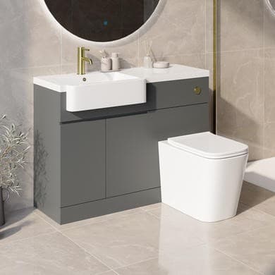 Bali 1100mm Toilet and Sink Unit Left Hand Brass