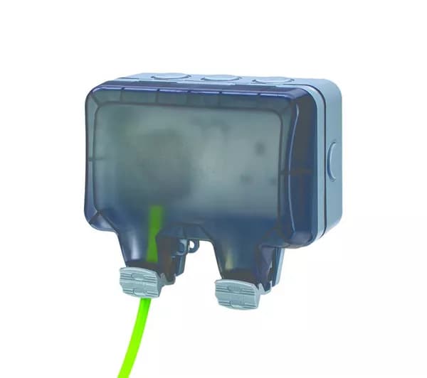 STATUS 2 Gang Switched Garden Outdoor Socket - Grey