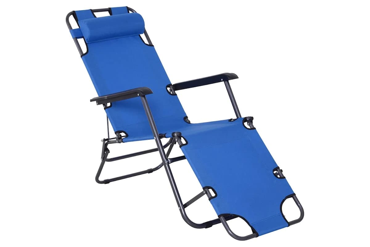 Outsunny Sun Lounger with Pillow | Blue