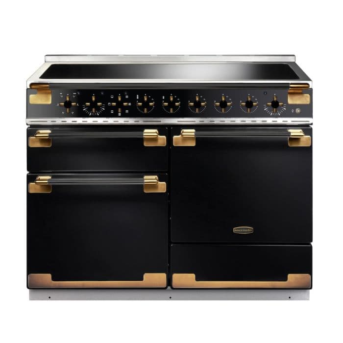 Rangemaster ELS110EIGB/BE, Elise Luxe Induction 110cm Range Cooker,Gloss Black with Brass Trim