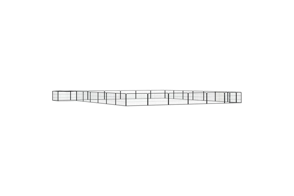 vidaXL 3115981 28-panel Dog Playpen Black 100x50cm Powder-coated Steel