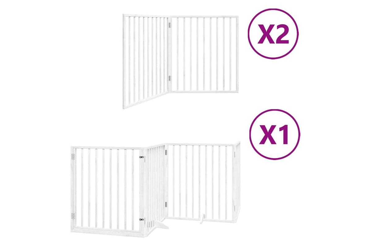 Vidaxl Dog Gate With Door Foldable 8 Panels White 640 Cm Poplar Wood