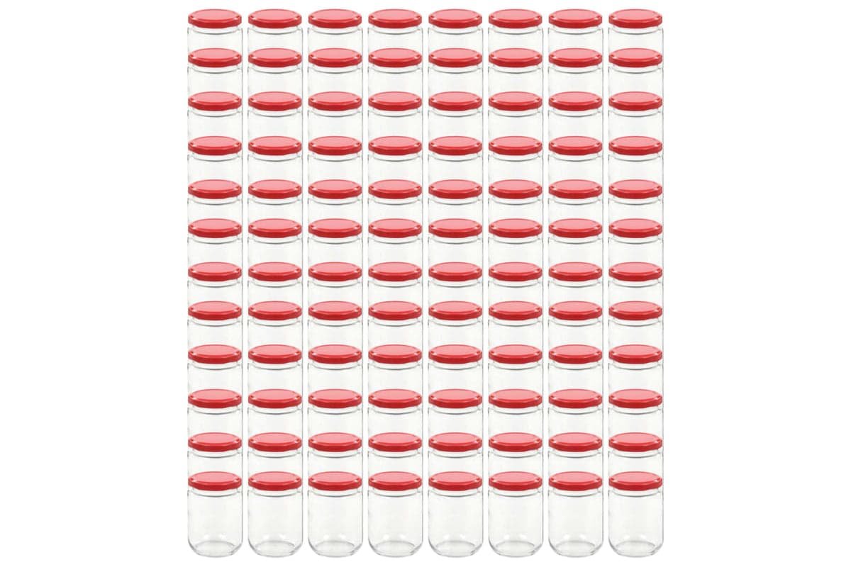 Vidaxl 50801 Glass Jam Jars With Red Lid 96 Pcs 230 Ml