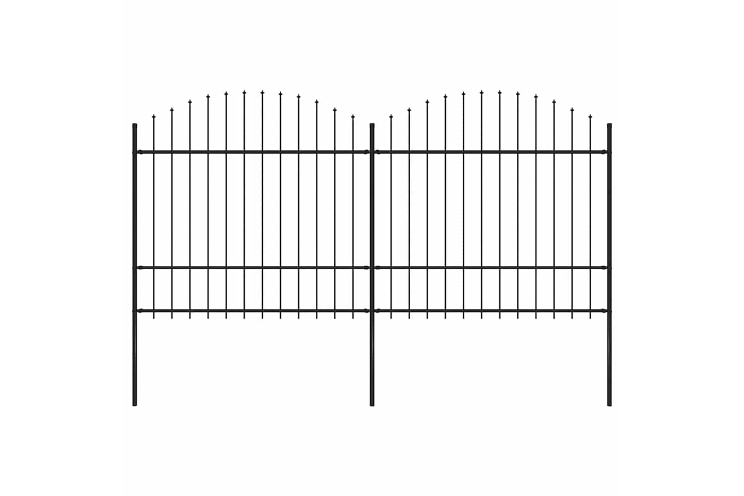 Vidaxl 277740 Garden Fence With Spear Top Steel (1.5-1.75)x3.4 M Black
