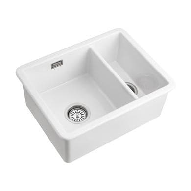 Rangemaster Rustique 1.5 Bowl Inset / Undermount White Ceramic Kitchen Sink