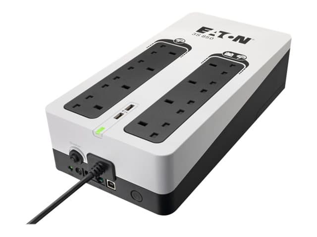 EATON - 3S Gen2 - UPS - BS, (4) UK, (4) UK surge only, USB charge (2), tower - AC 220/230/240 V - 510 Watt - 850 VA - 1-phase - 9 Ah - USB - output connectors: 8 - United Kingdom - black / white