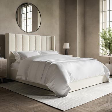 Maddox Velvet End-Lift Ottoman Storage Bed with Winged Headboard