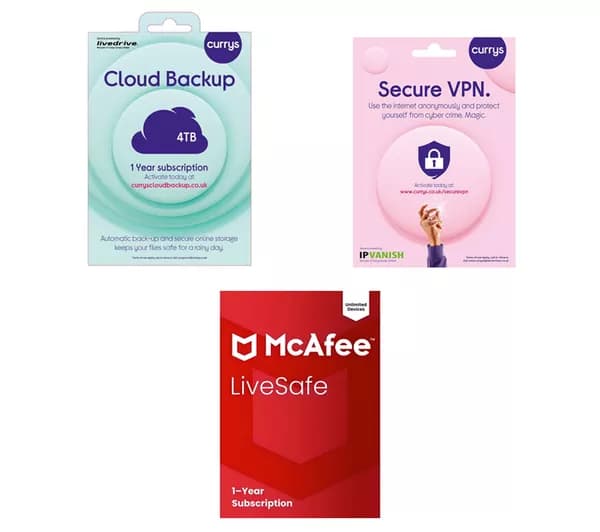 CURRYS' Secure VPN, Cloud Backup (4 TB) & LiveSafe with new Scam Detector (Unlimited Devices) Bundle - 1 Year