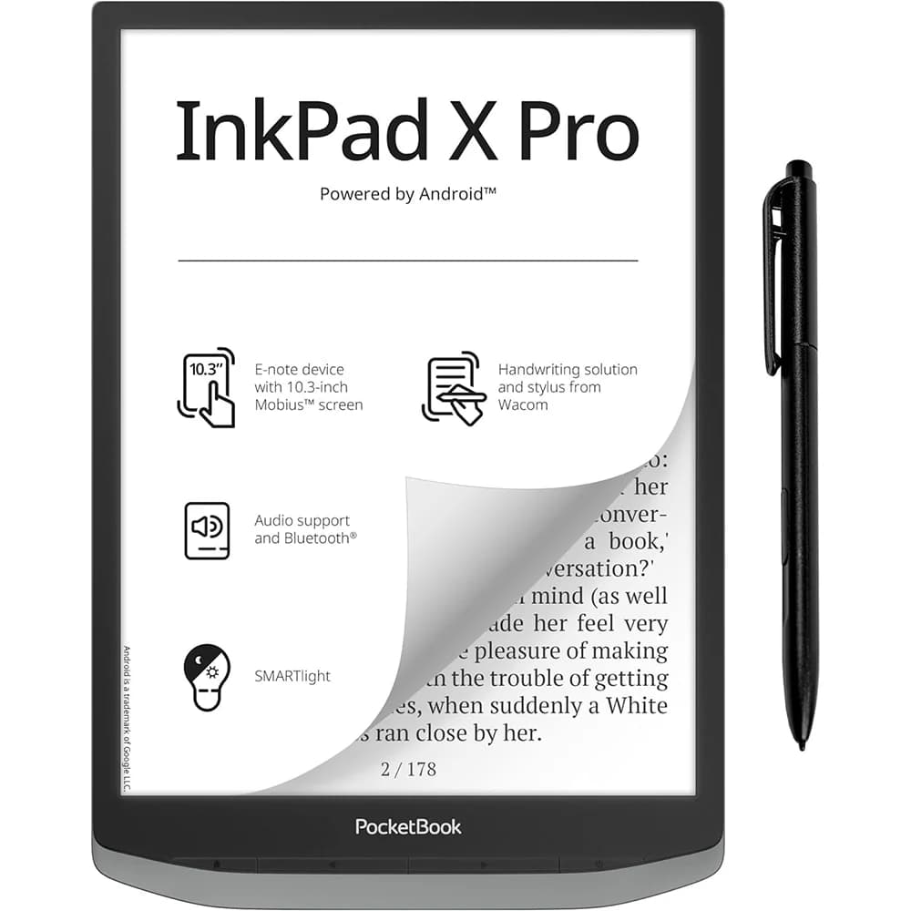 PocketBook Inkpad X Pro 10.3" Touchscreen eReader Tablet - Grey | 253-PB1040D-M-WW
