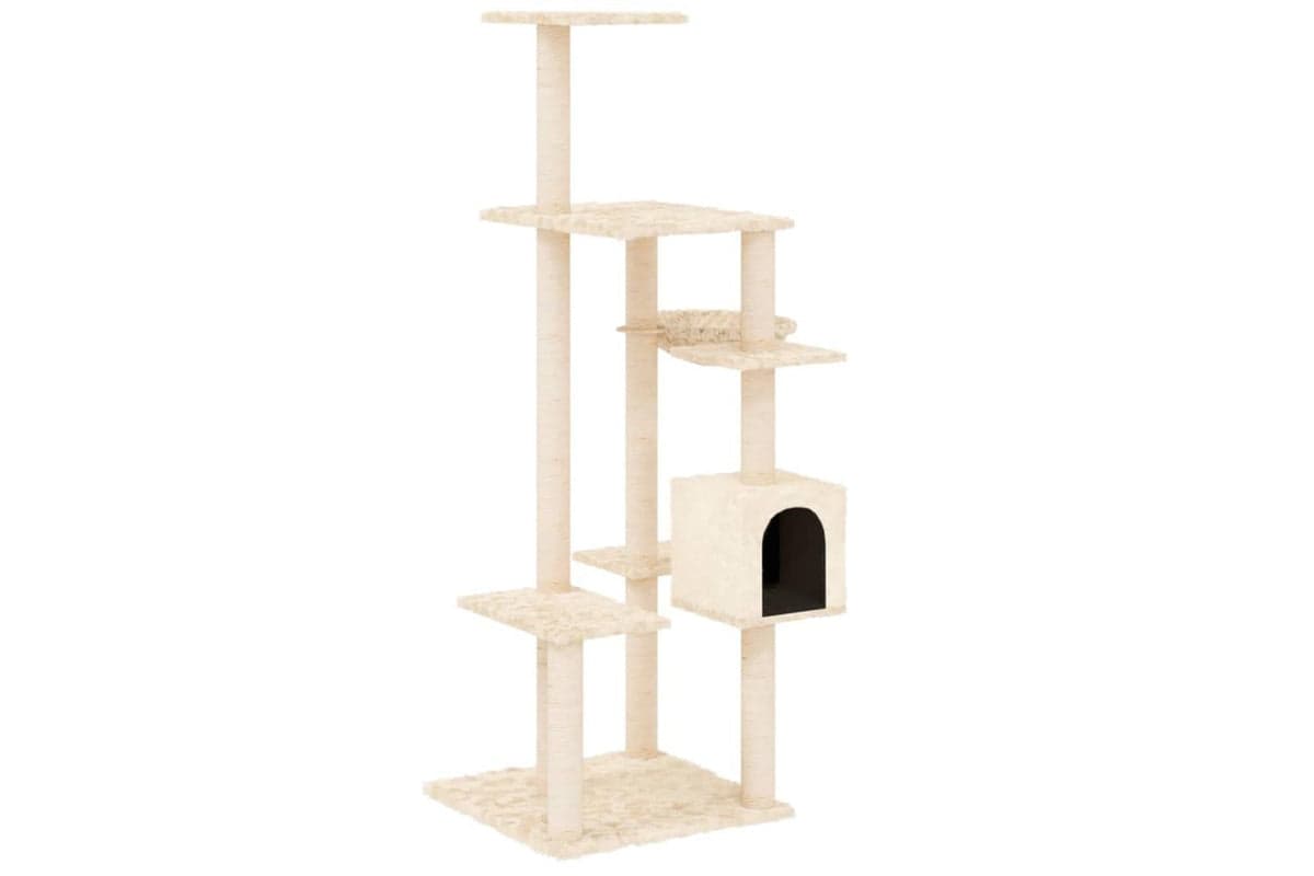 Cat Tree With Sisal Scratching Posts Cream 142 Cm