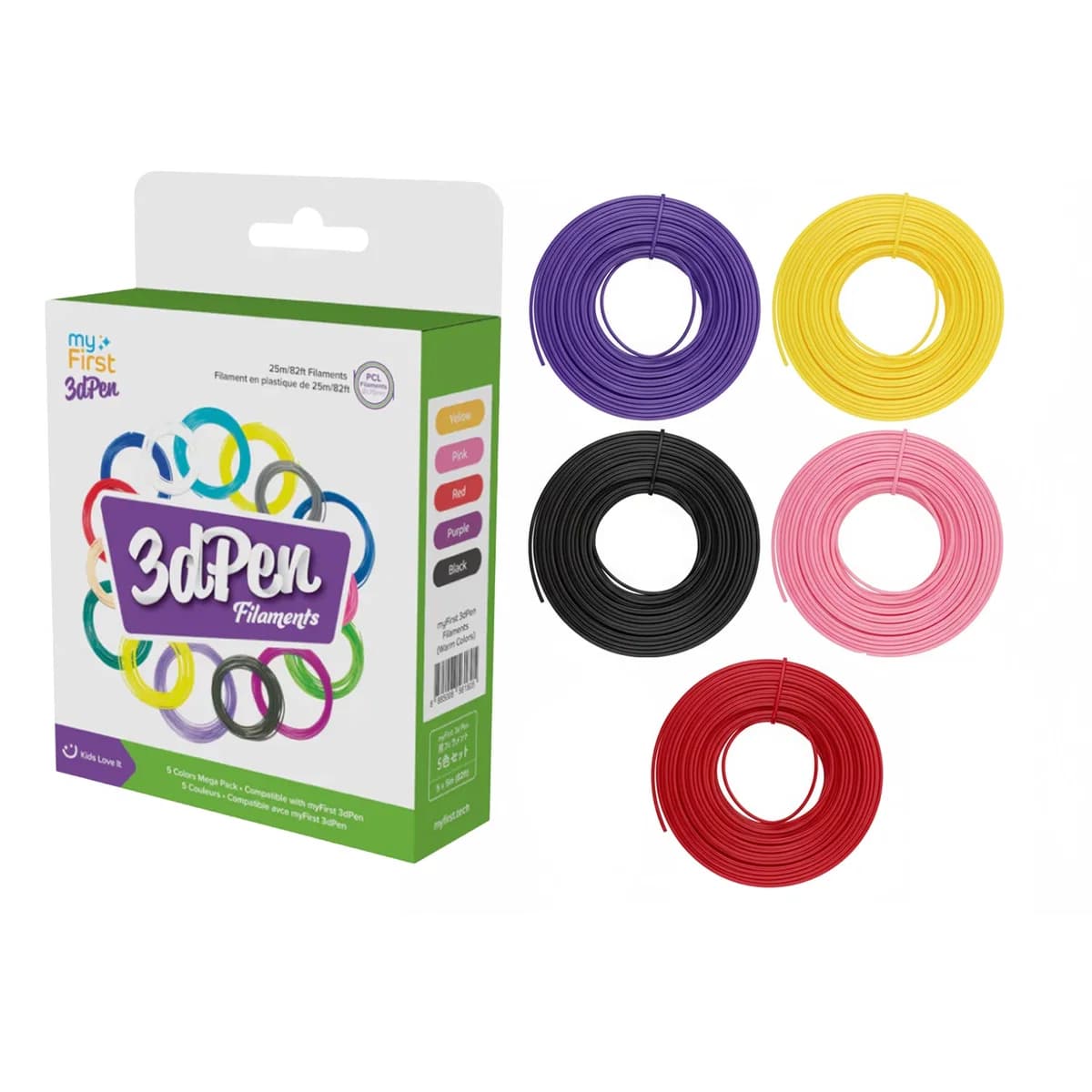 myFirst 3dPen Filaments - Low-Temp PCL Refills, Non-Toxic - Warm Colour 5 Pack | 256-FP3301AC-WC01