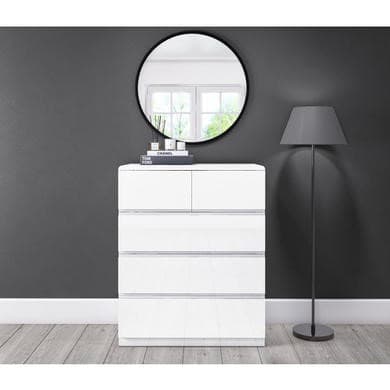 ONLY OPENED - Lyra White Gloss Chest of Drawers - 5 Drawer Chest