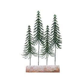Four Slim Trees on Log Decoration 35cm
