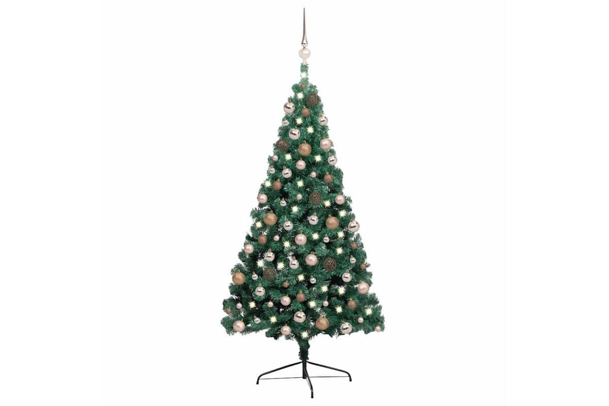 Vidaxl Artificial Half Pre-lit Christmas Tree Ball Set Green 240 Cm