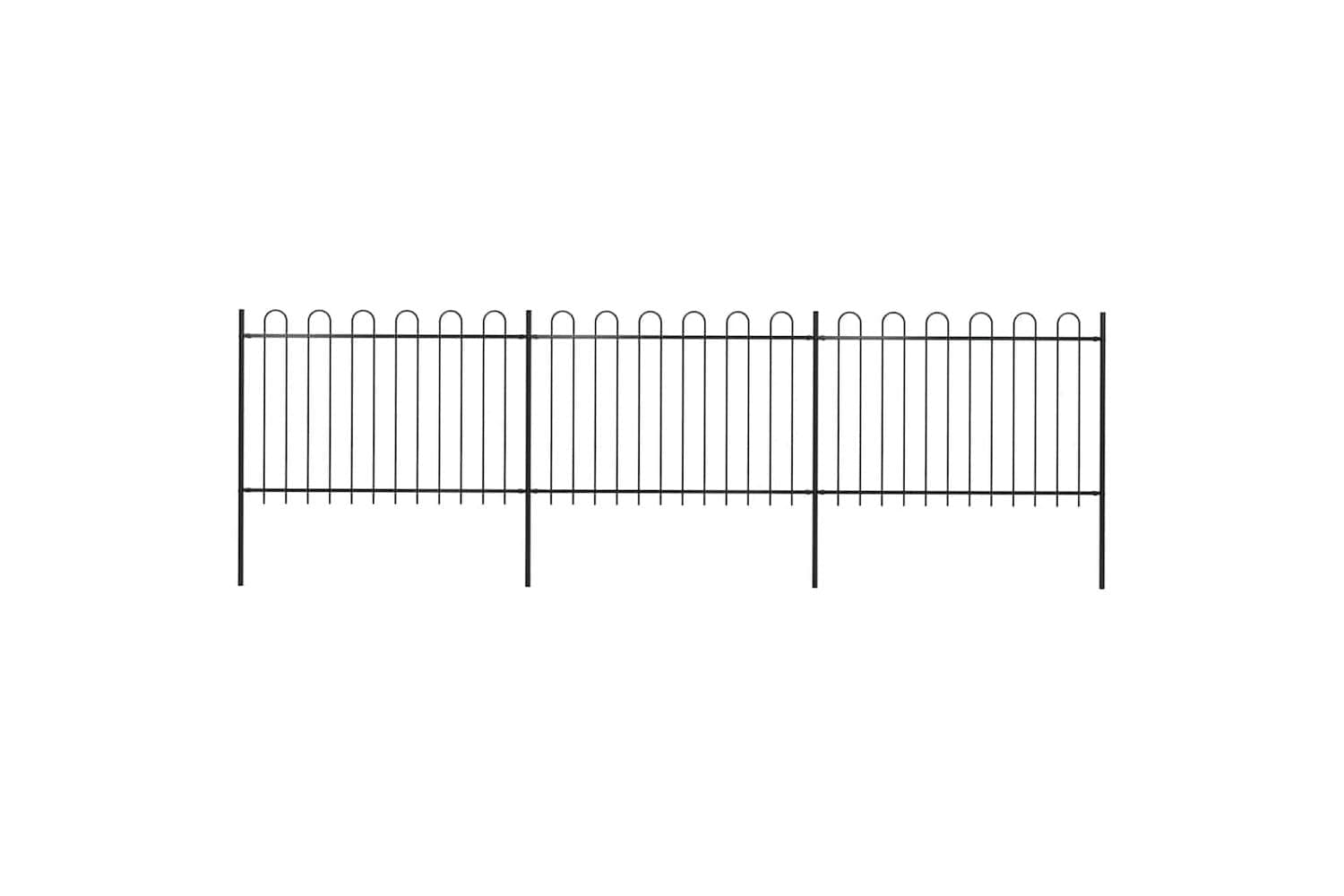 Vidaxl 277667 Garden Fence With Hoop Top Steel 5.1x1.2 M Black