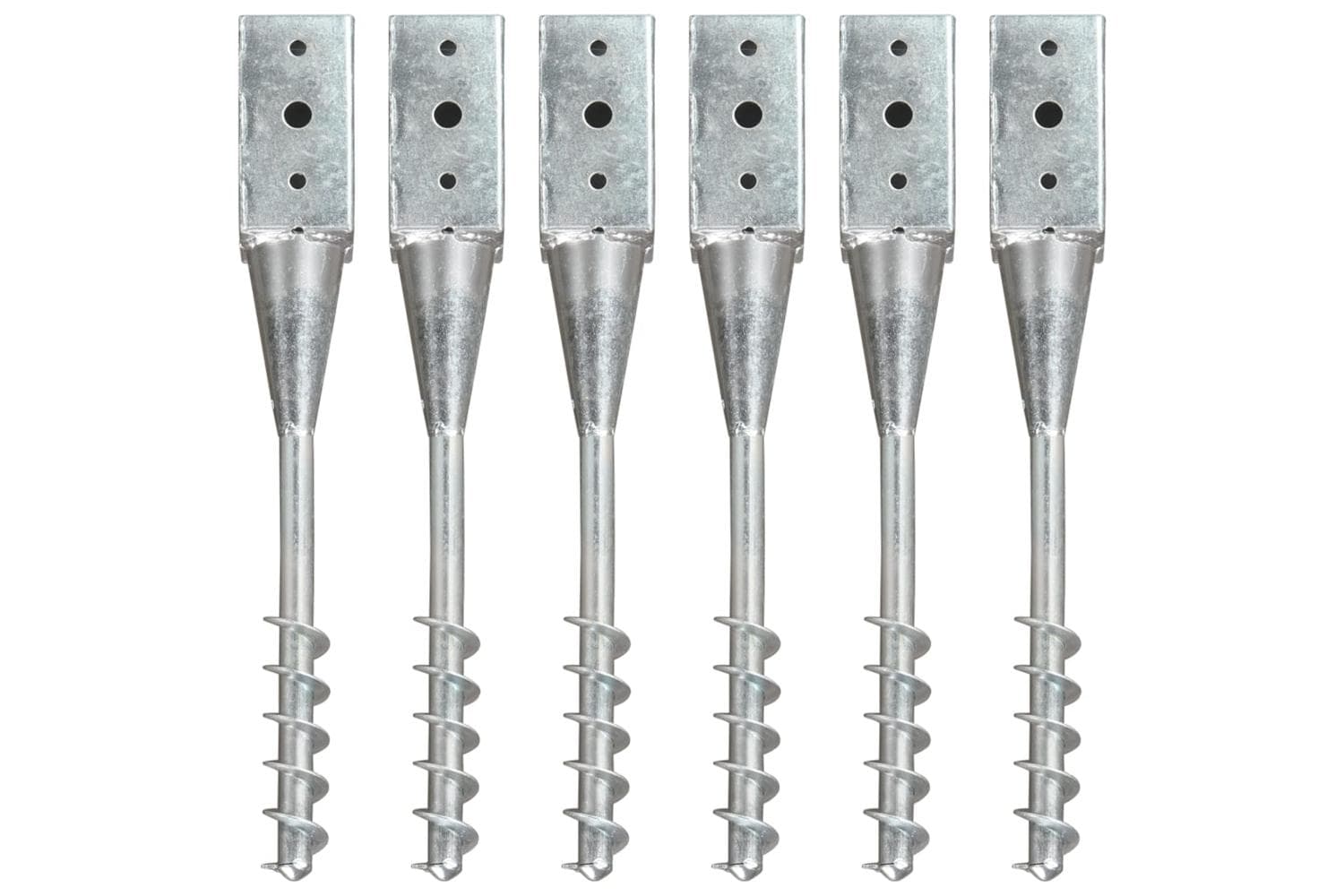 vidaXL 145436 Ground Spikes 6 Pcs Silver 7x7x56cm Galvanised Steel