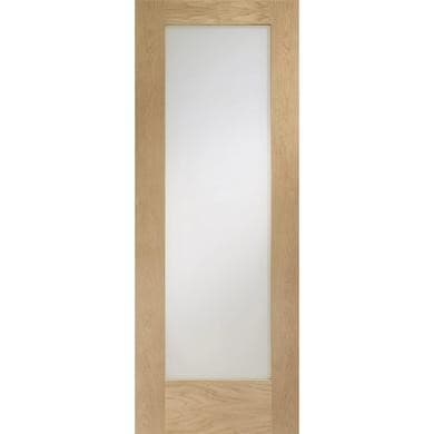 Internal Oak FD30 Fire Door with Clear Glass - Pre-Finished - 1981 x 686 x 44mm - Pattern 10 - XL Joinery
