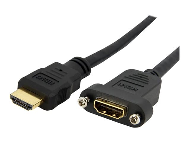 STARTECH.COM - Startech 3ft HDMI Female to Male Adapter, 4K High Speed Panel Mount HDMI Cable, 4K 30Hz UHD HDMI, 10.2 Gbps Bandwdith, 4K HDMI 1.4 Video, HDCP 1.4, HDMI Female to HDMI Male Cable - HDMI Panel Mount Connector - HDMI cable - 91 cm