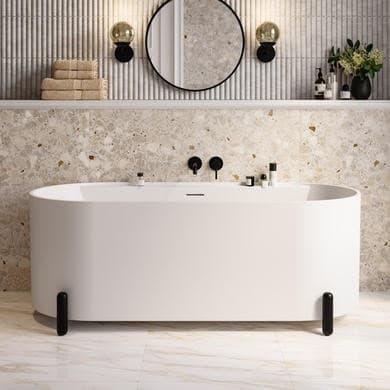 Clara Matt White Freestanding Double Ended Bath with Ledge
