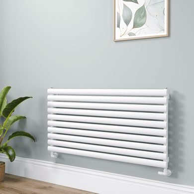 Sorrento Linea White Oval Designer Radiator 590x1200mm Single Panel 2863 BTU - Horizontal Bars