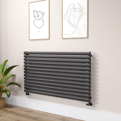 Sorrento Linea Midnight Black Oval Designer Radiator 767x1400mm Single Panel 4311 BTU - Horizontal Bars
