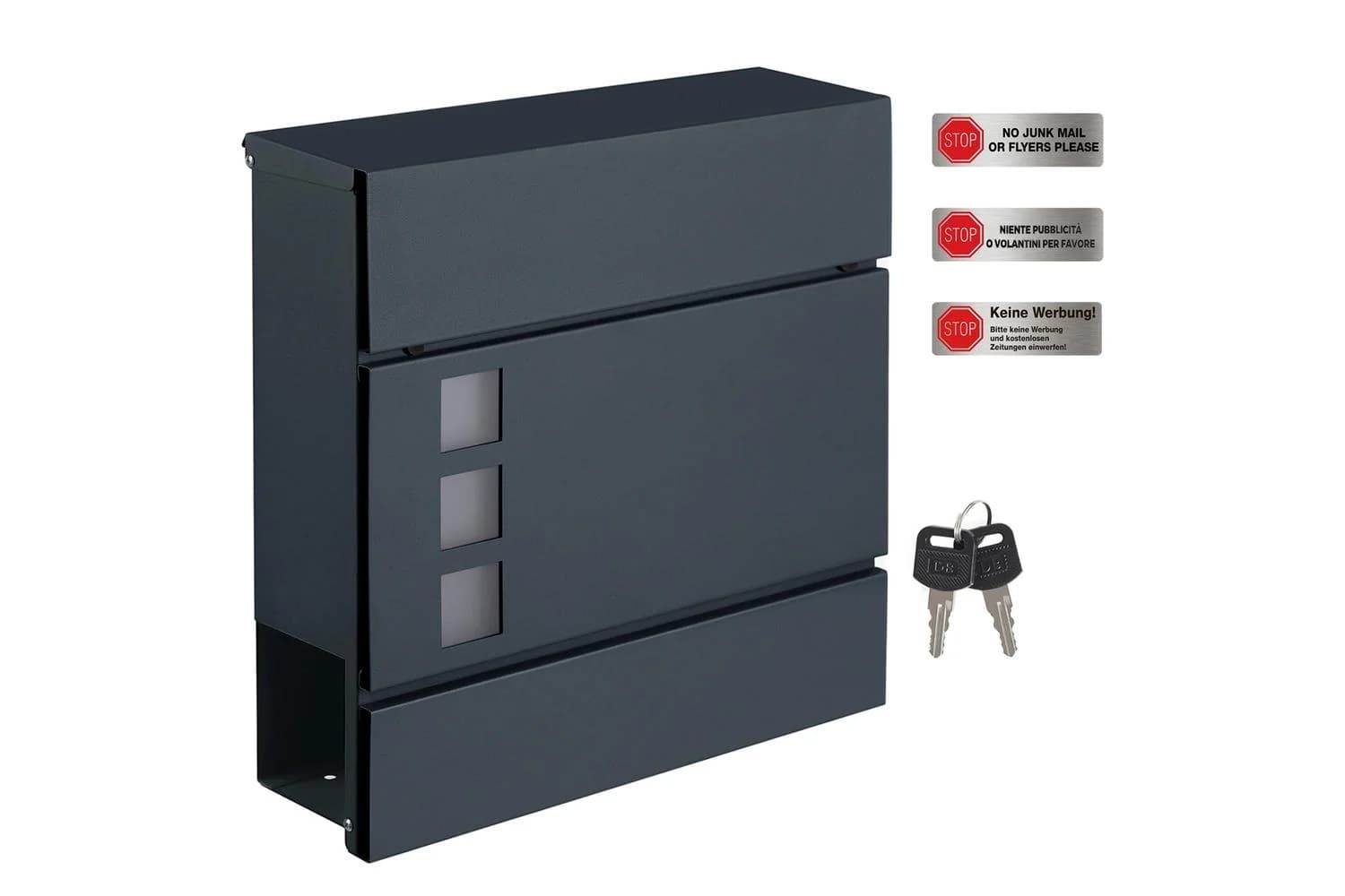 Modern Mailbox | Wall-mounted Post Letter Box | Zinc-plated Steel | 37 X 10.5 X 37 Cm