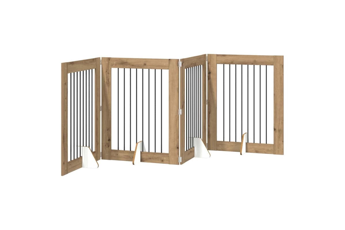 Vidaxl Foldable Dog Gate With Stands 4 Pcs Artisan Oak 321 Cm