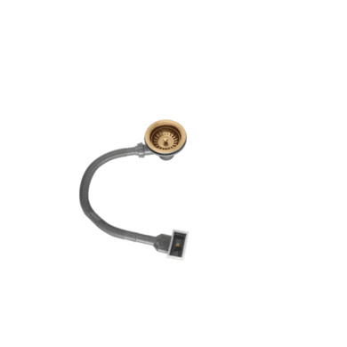 GRADE A1 - Brushed Brass Kitchen Sink Strainer Waste with square overflow - Enza