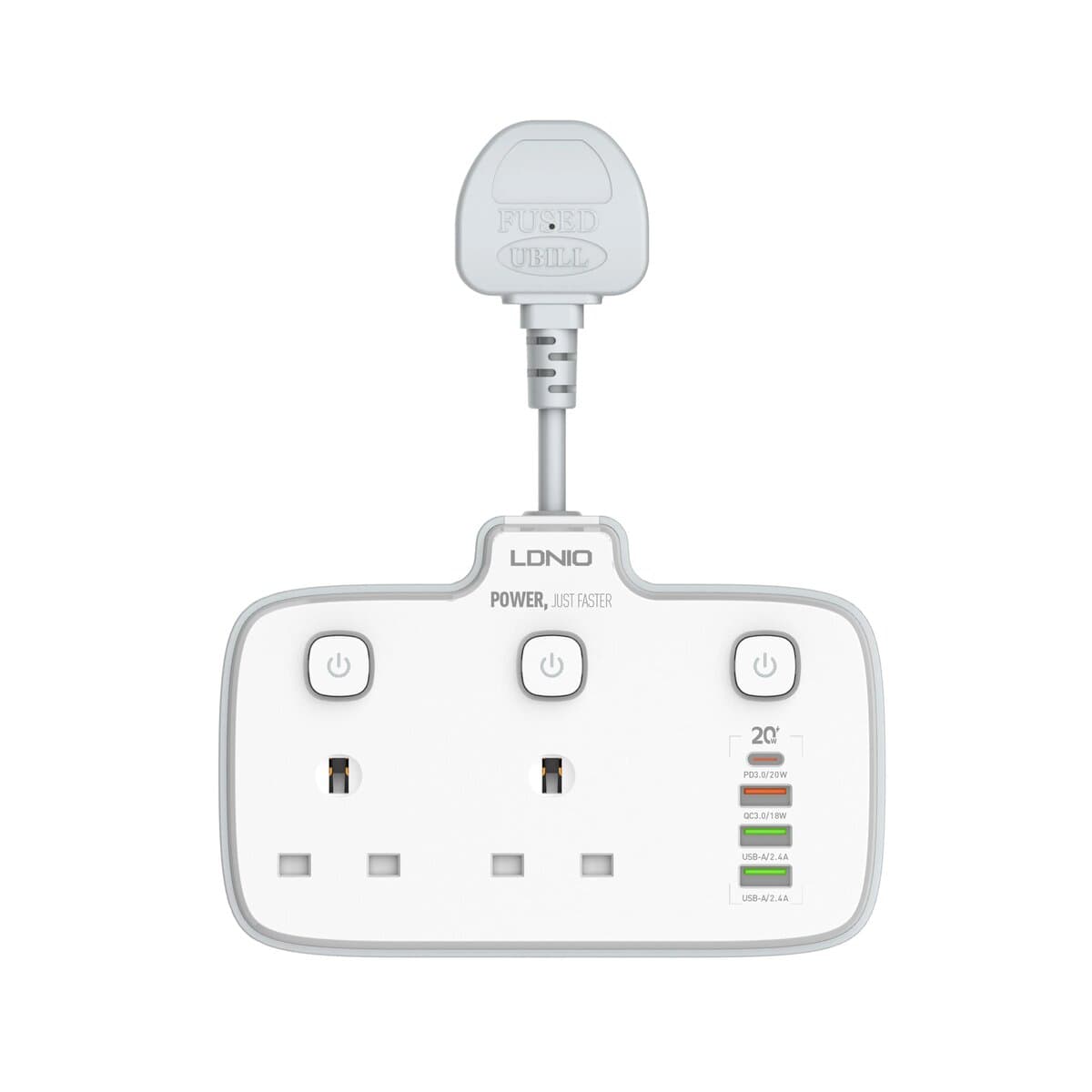 LDNIO 2 Gang Switched Socket With Usb Ports...