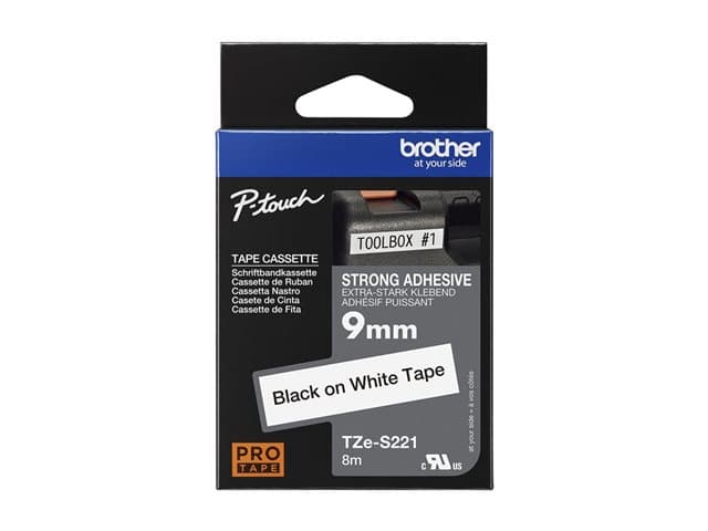 BROTHER - TZE-S221 LAMINATED TAPE 9MM 8M BLACK ON WHITE