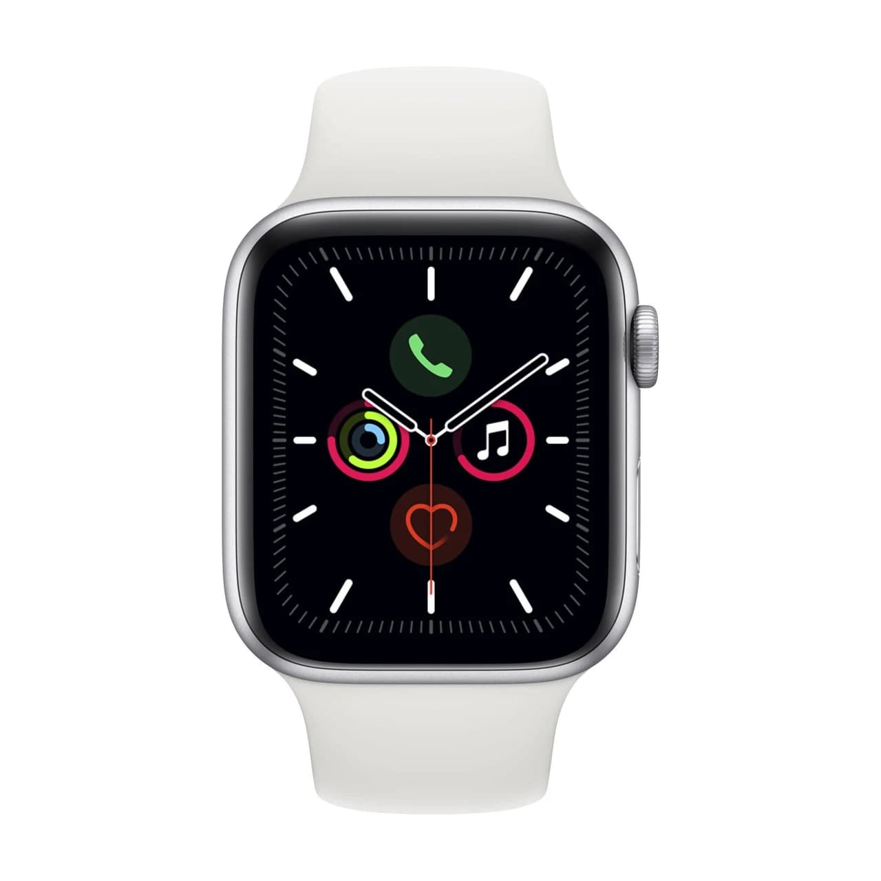 Apple MWVD2B/A Watch Series 5 44mm Silver Aluminium/White Sport Band – Silver