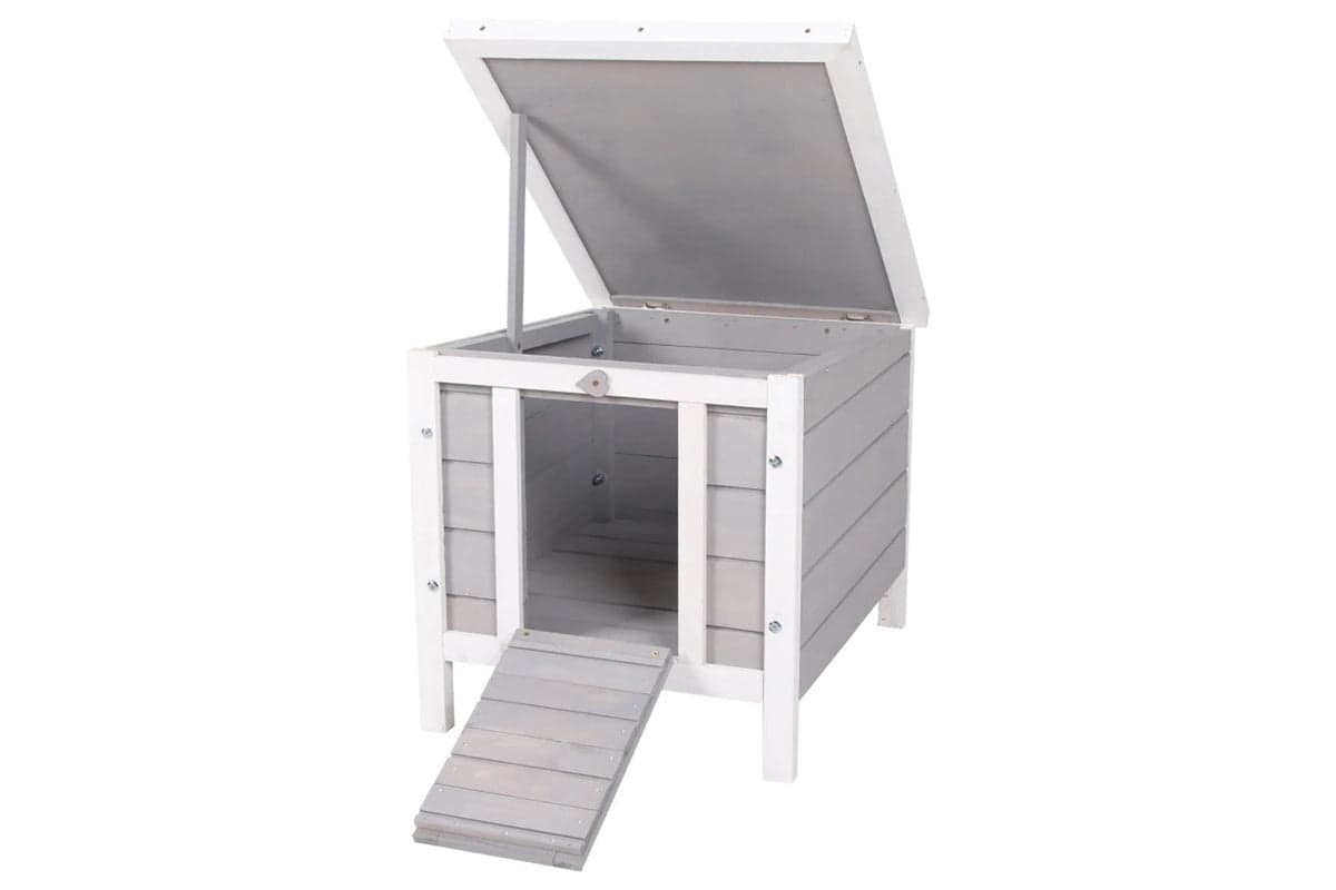 PawHut Wooden Rabbit Hutch | Grey
