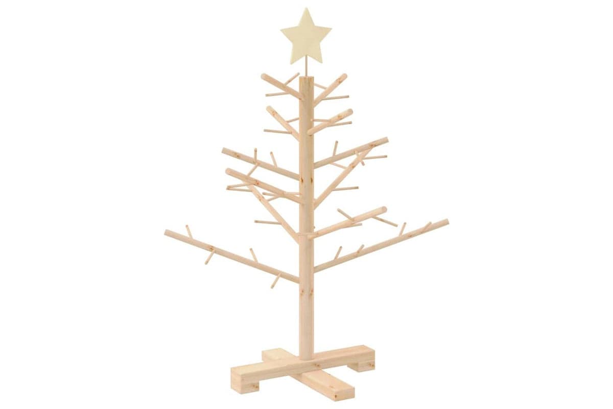 Vidaxl Wooden Christmas Tree With Stand Natural 75 Cm Solid Pine Wood