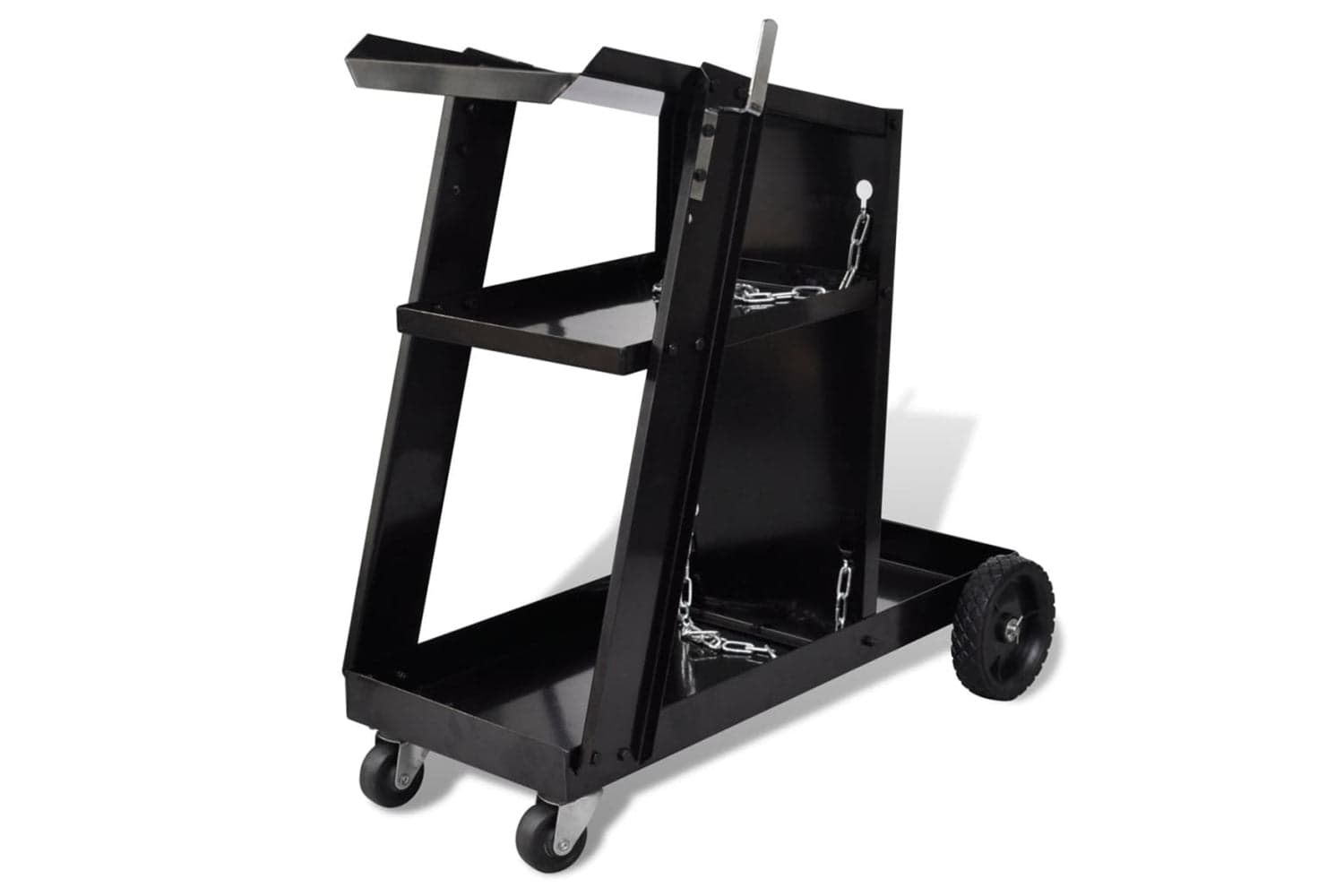 Vidaxl 140950 Welding Cart Black Trolley With 3 Shelves Workshop Organiser