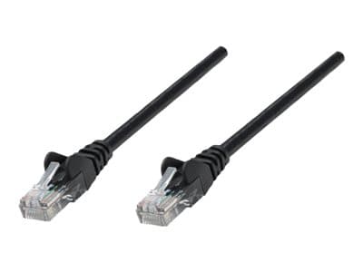 INTELLINET - Network Patch Cable, Cat5e, 1m, Black, CCA, U/UTP, PVC, RJ45, Gold Plated Contacts, Snagless, Booted, Lifetime Warranty, Polybag - patch cable - black