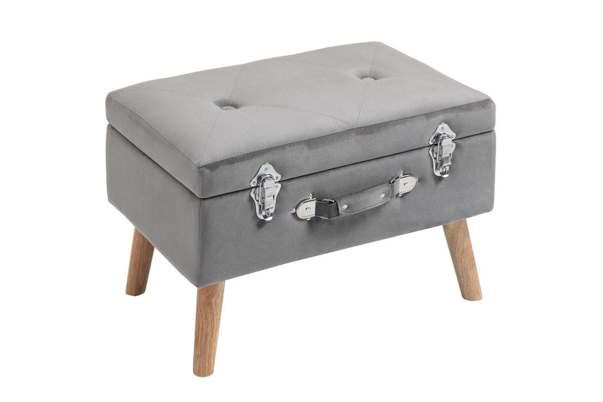 Homcom | 838-029 | Velvet Touch Suitcase Style Ottoman Storage Chest