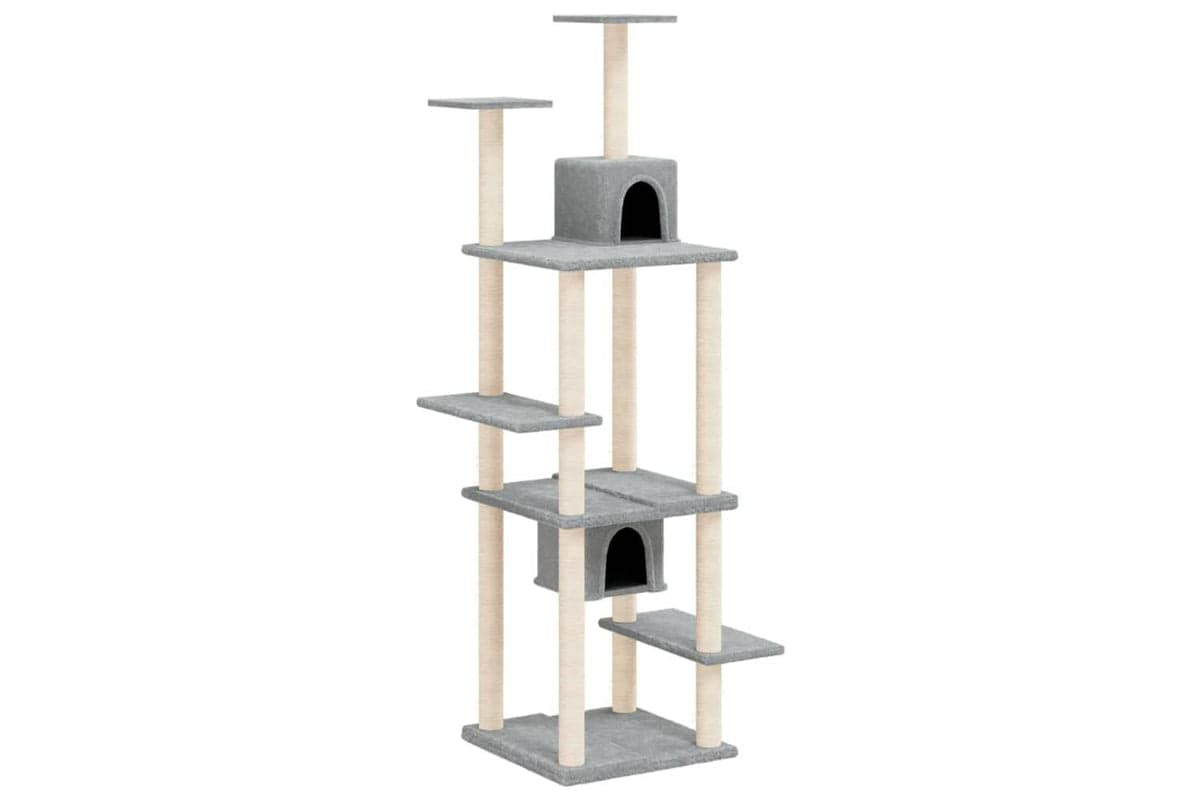 Cat Tree With Sisal Scratching Posts Light Grey 176 Cm
