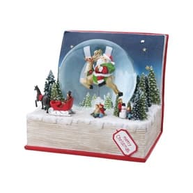 Santa in Book Musical Snow Globe 18cm