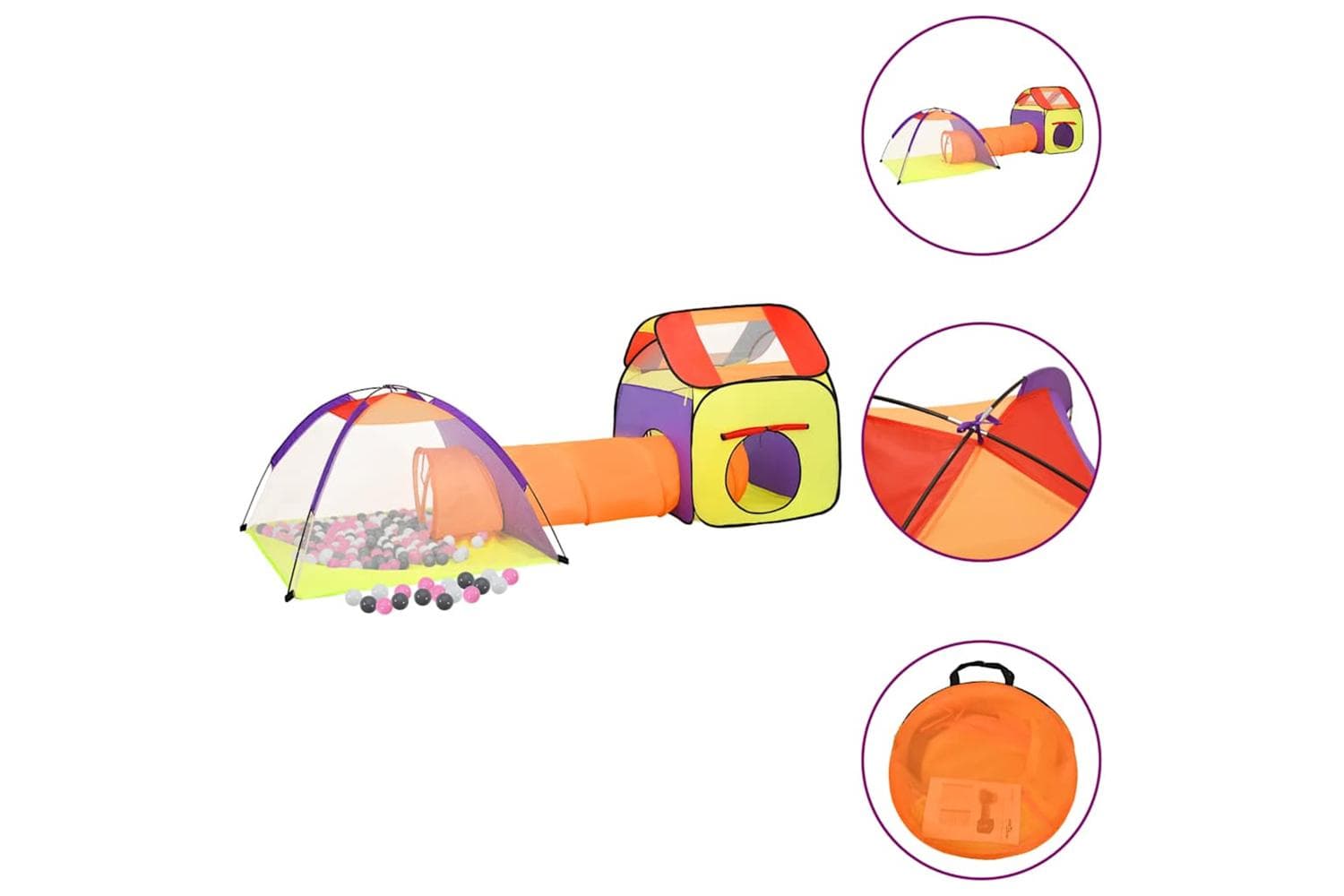 vidaXL 3107732 Children Play Tent With 250 Balls Multicolour 338x123x111cm