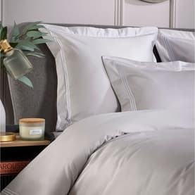 Triple Row Cord 800 Thread Count Pillowcase Square White on Grey