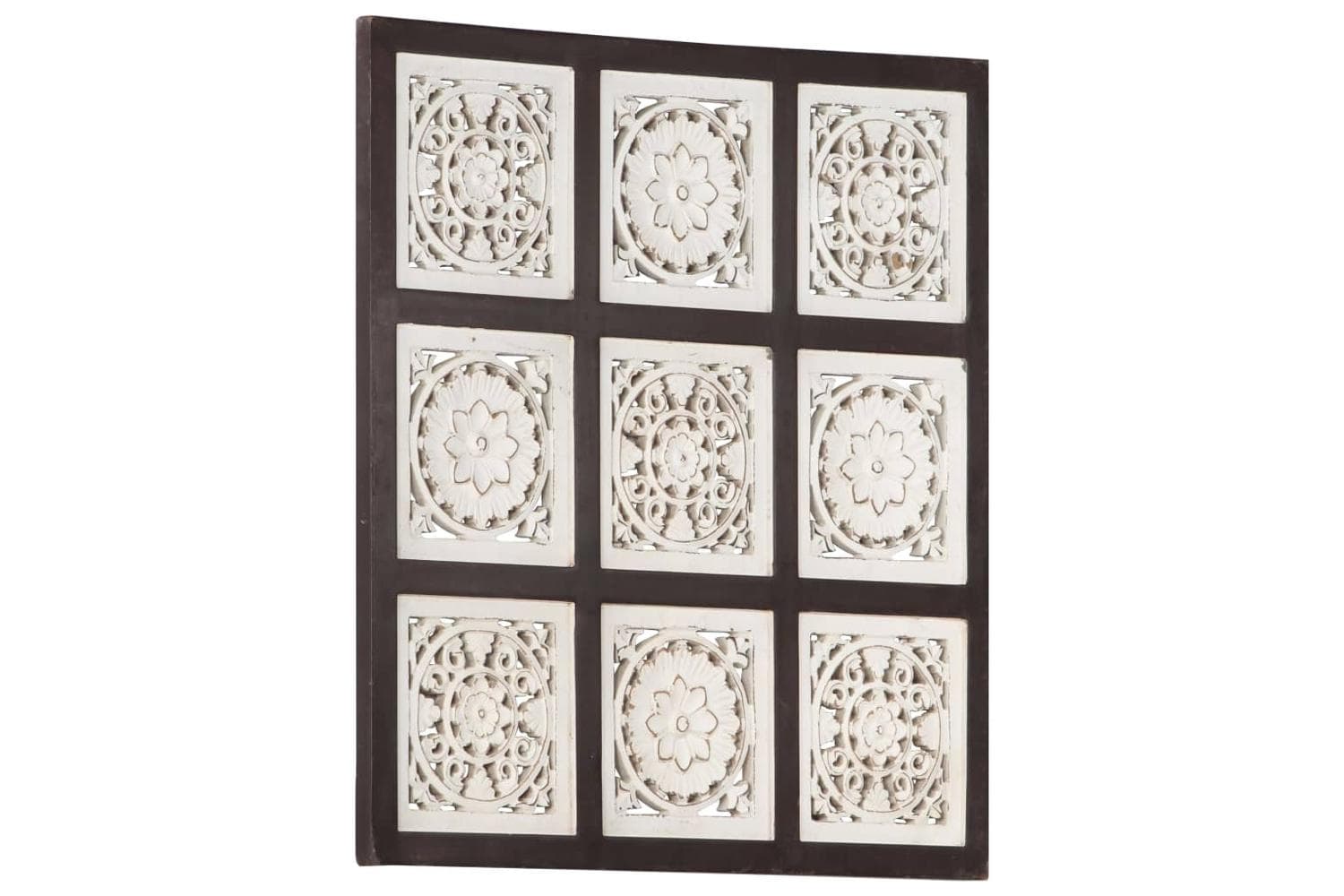 vidaXL 321654 Hand-carved Wall Panel Mdf 60x60x1.5cm Brown And White