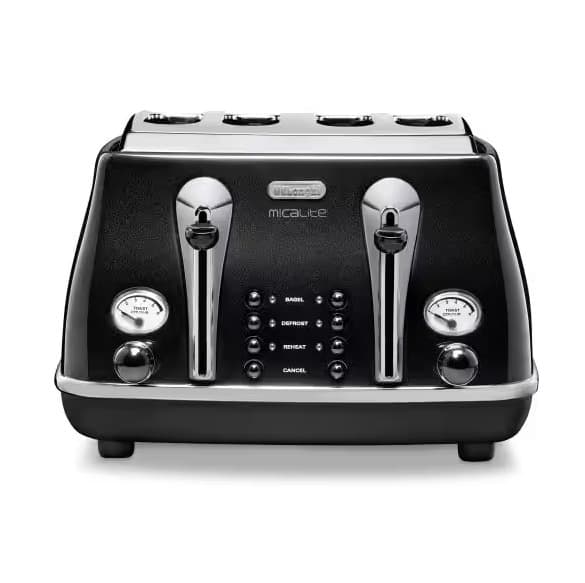 Delonghi Icona Micalite 4 Slice Toaster - Glossy Black | CTOM4003BK