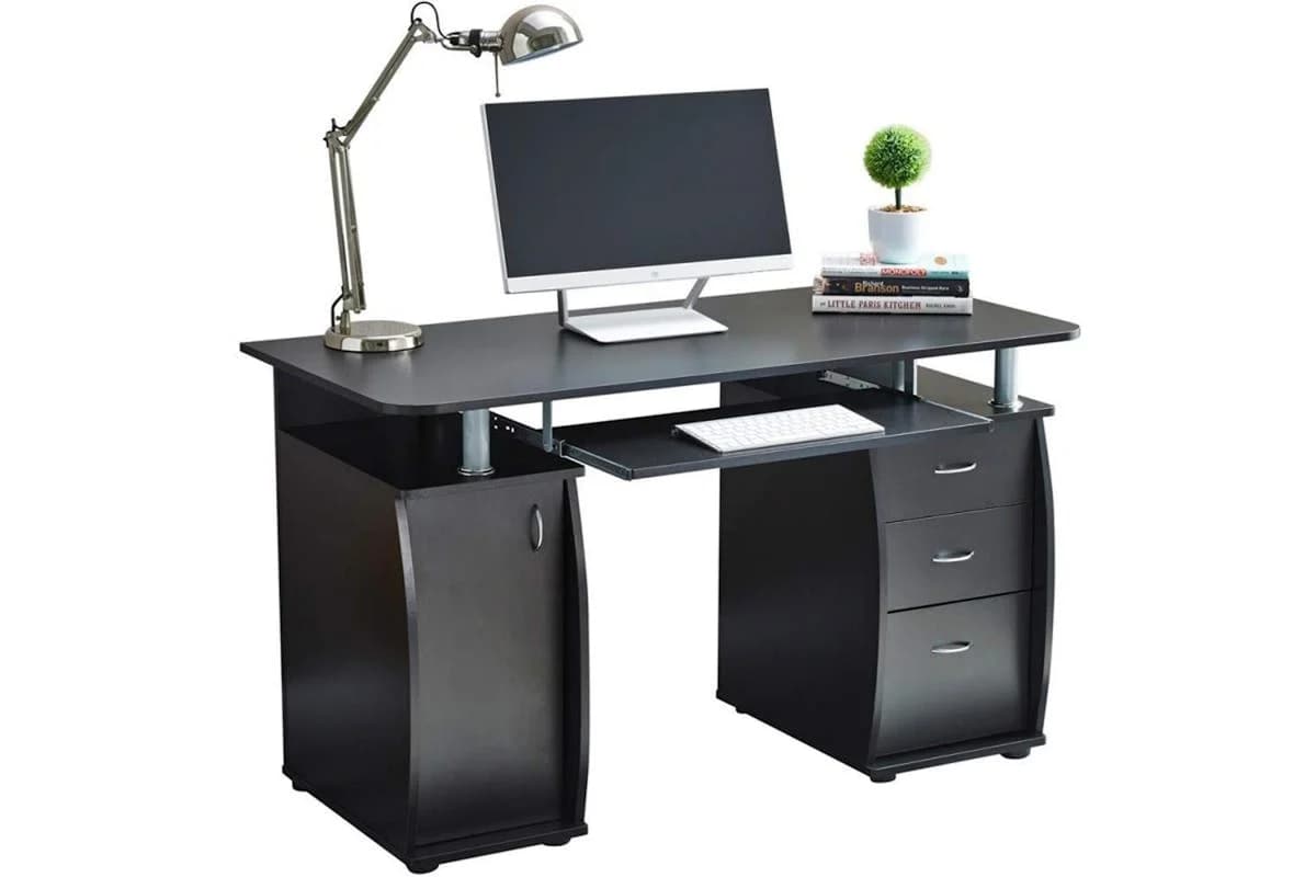 Raygar Deluxe Computer Desk & Cabinet 3 Drawers | Black