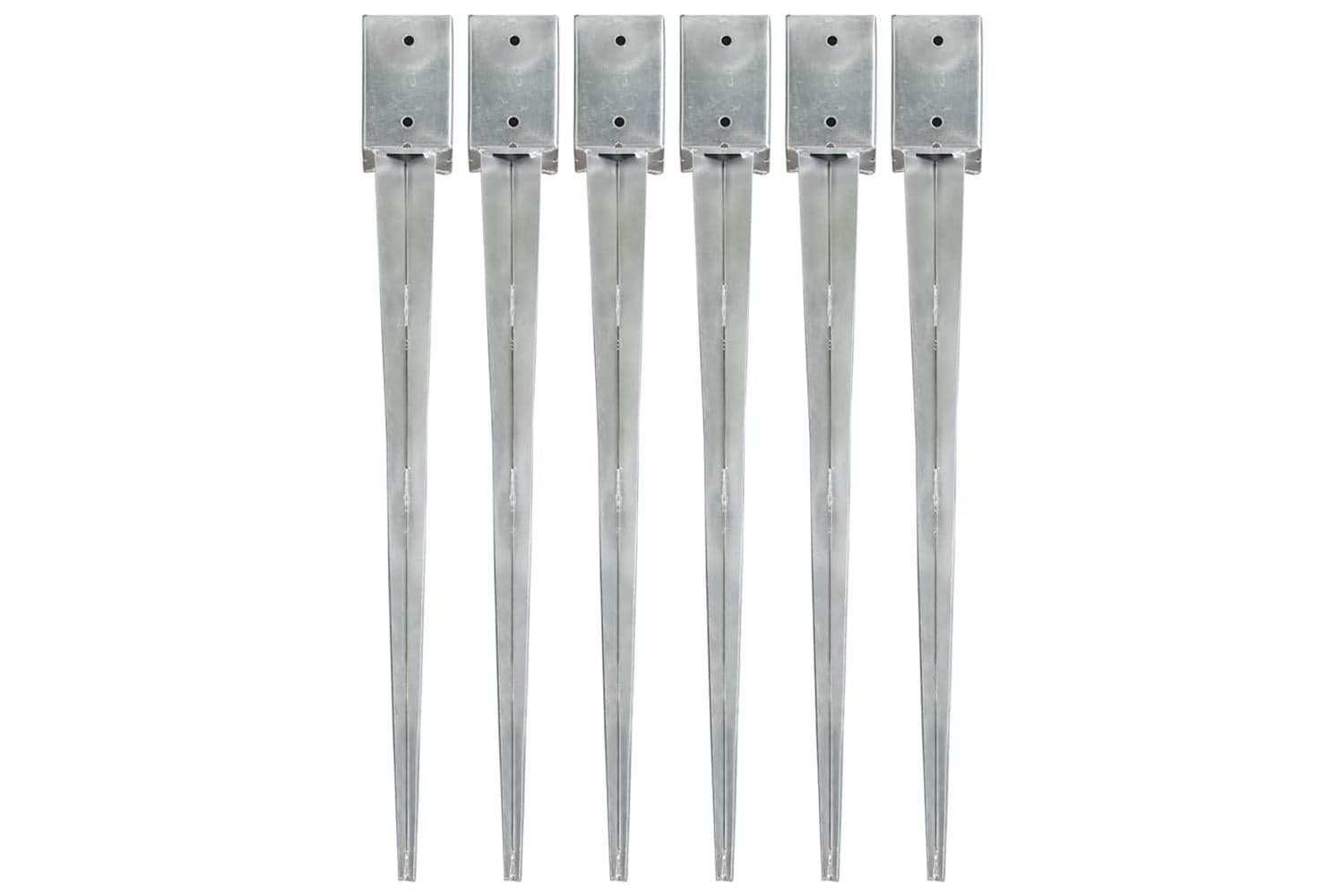 vidaXL 145417 Ground Spikes 6 Pcs Silver 9x9x90cm Galvanised Steel