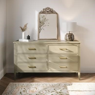 Wide Light Wood 6 Drawer Chest of Drawers - Delilah
