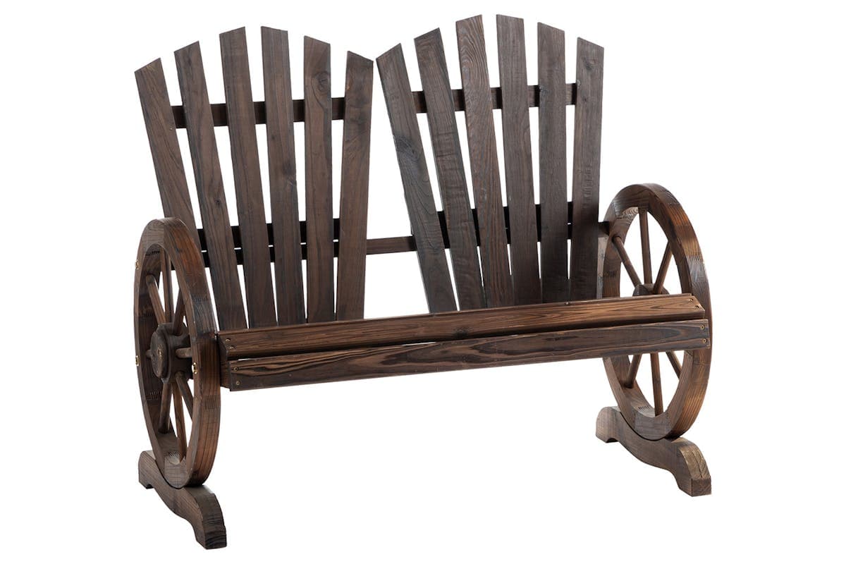 Outsunny Comfortable Fir Logs Love Chair with Wheel-Shaped Armrests