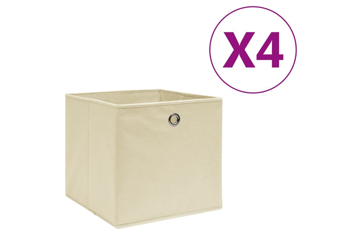 vidaXL 325215 Storage Boxes 4 Pcs Non-woven Fabric 28x28x28cm Cream
