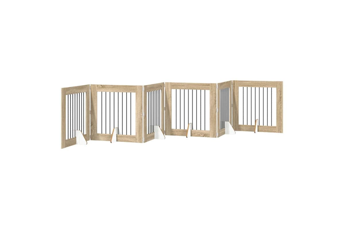 Vidaxl Foldable Dog Gate With Stands 6 Pcs Sonoma Oak 482 Cm