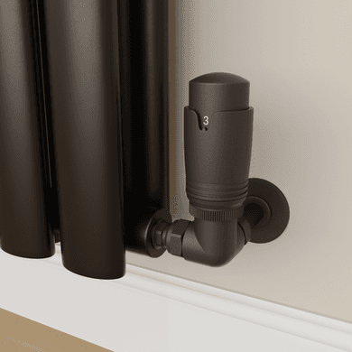 Elego Matte Black Modern TRV Corner Thermostatic Radiator Valves With Lockshield
